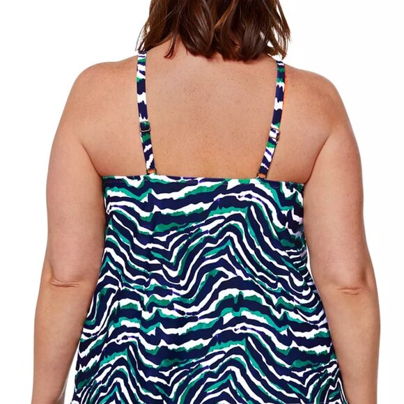NWT Island Escape Women's High Neck Cali Zebra-Print Tankini Size 18W $60 LLL379 - Picture 2 of 2
